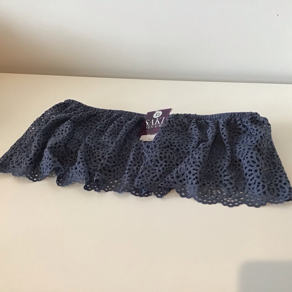 Bandeau Tube Sun Top XL NWT Blue SAKI Silver